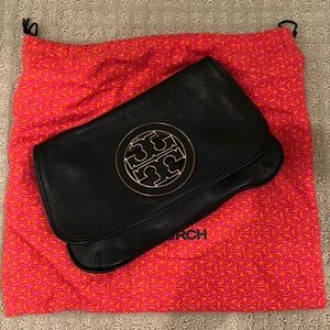 Tory Burch Black Leather Clutch and Cross Body w/ Chain